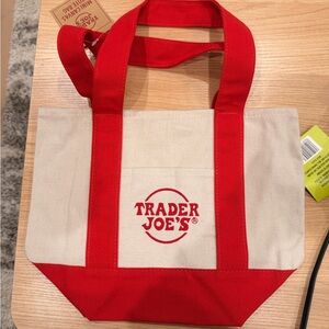 Trader Joe's MINI red Canvas Tote Bag (NWT)